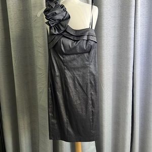 Xscape by Joanna Chen One shoulder Gray Cocktail Dress